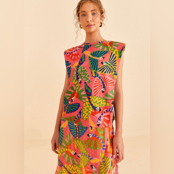 FARM Rio Tops - FARM RIO Coral Graphic Macaws Organic Cotton T-Shirt